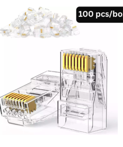 High-Quality RJ45 Pass Through Connectors – Easy Crimp Gold Plated Plugs for Cat5e/Cat6 UTP